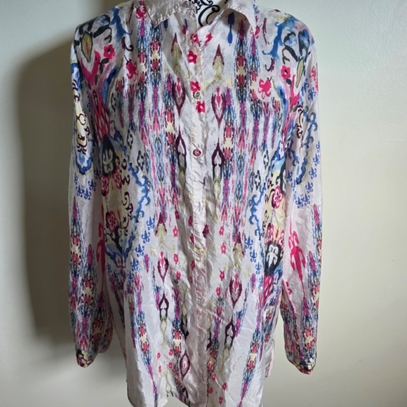 Johnny Was Silk Button Blouse - Picture 3 of 14